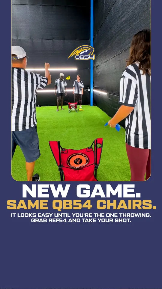 New game. Same QB54 chairs. It looks easy until you're the one throwing. Grab REF54 and take your shot.