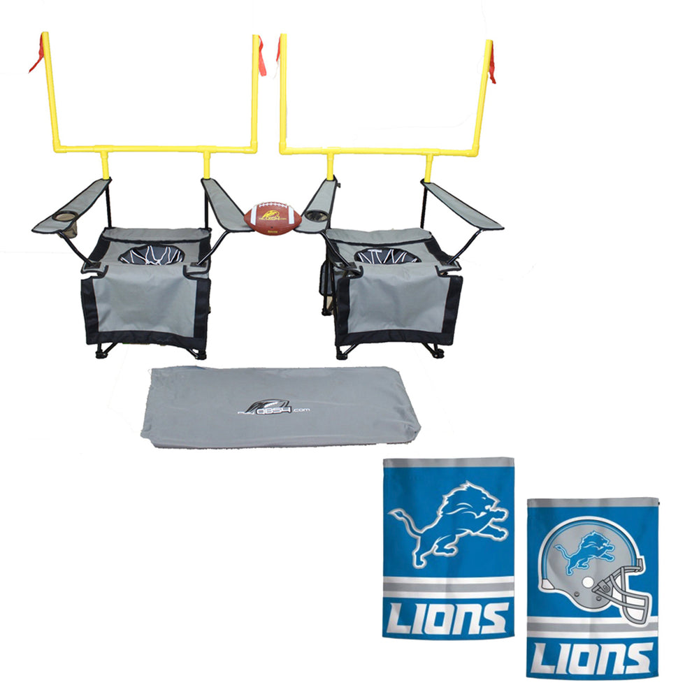 detroit lions bundle - contains 1   game and 1 detroit lions flag (silverset)