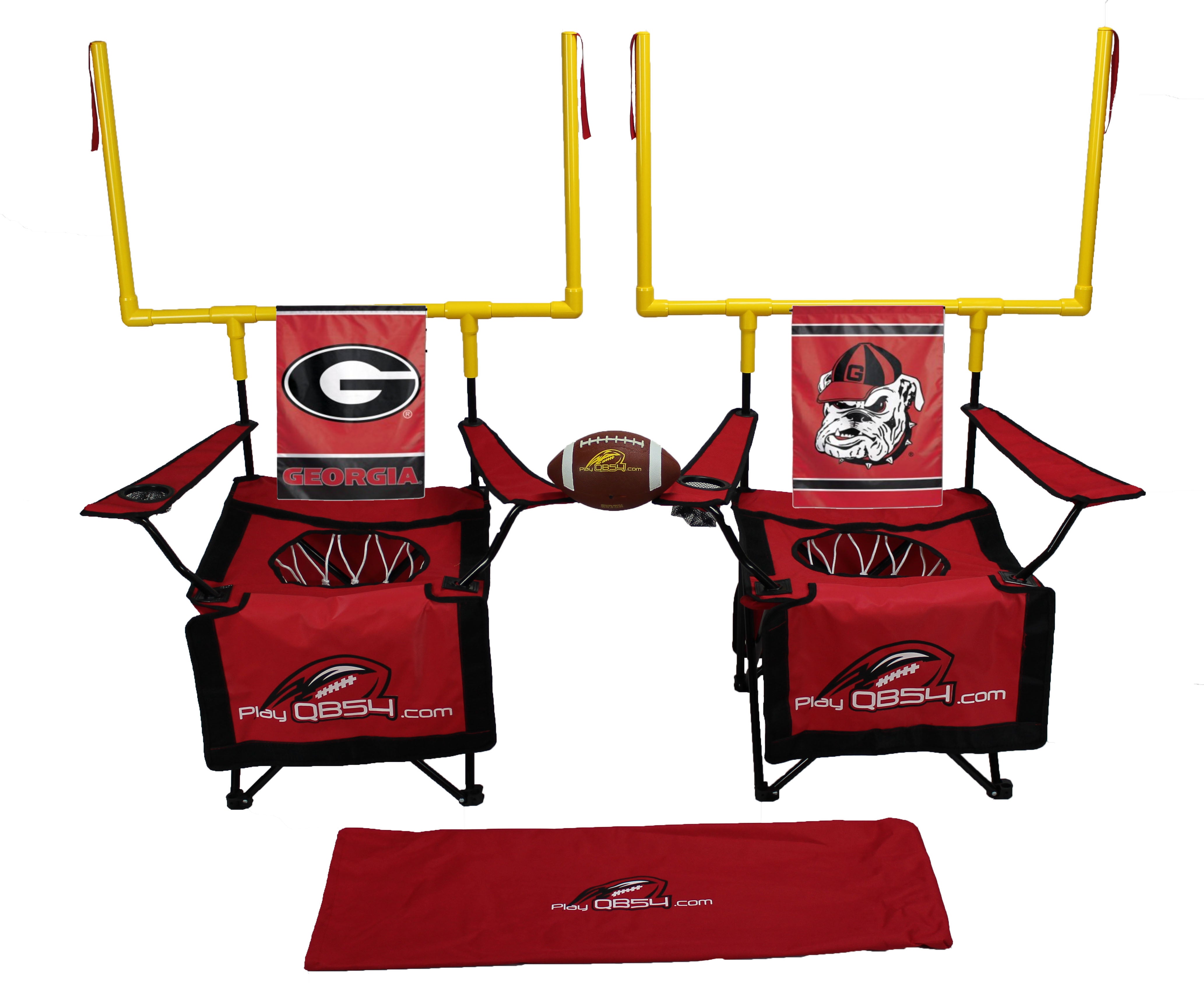 A full setup of the QB54 game featuring Georgia team colors